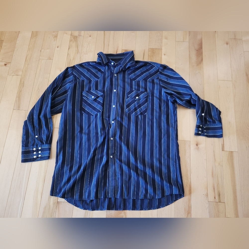 Ash Creek Trading Men's Size 2XL Blue Striped Shirt